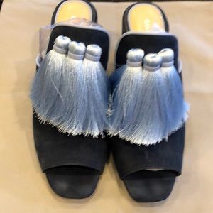 Gianni Bini Blue Mules w/ Light Blue Tassels